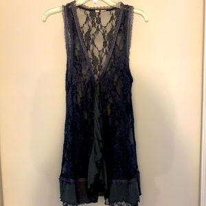 Unique Blue Gray lace top